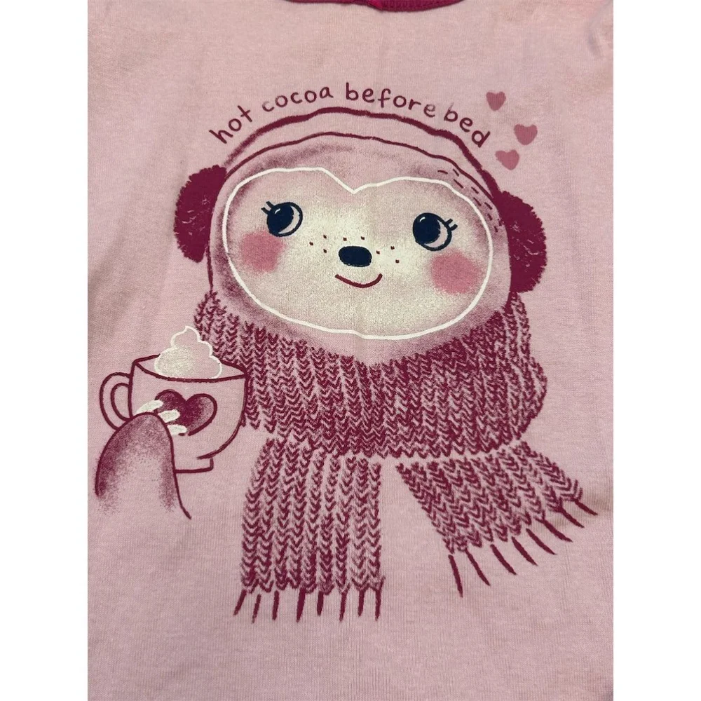 Carter's Girls Two-Piece Pajamas Size 5 Pink Bear Top Green Pants